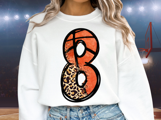 Basketball Leopard Print Number Eight - 8 - Game Day DTF Transfer - KPI1414