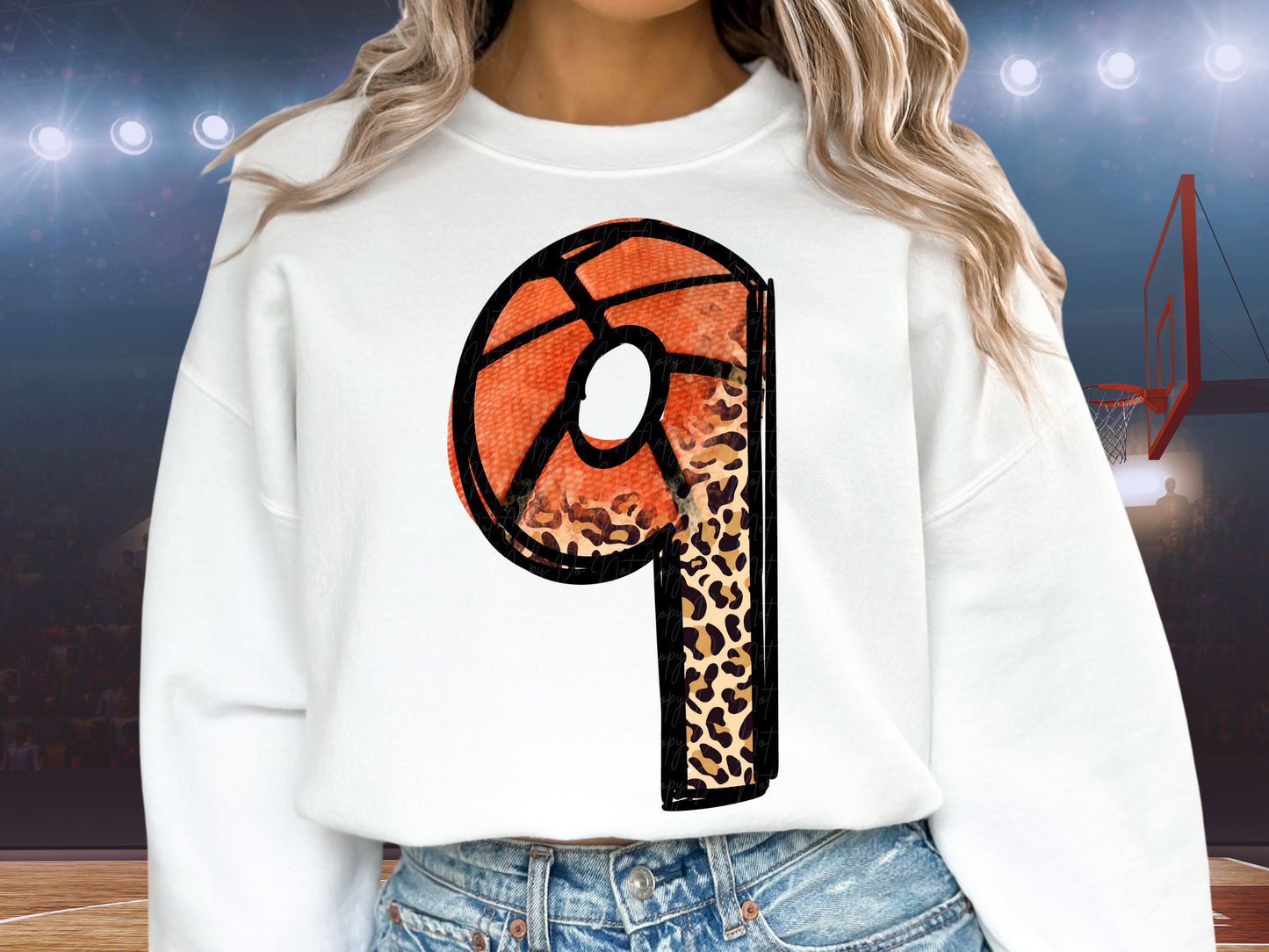 Basketball Leopard Print Number Nine - 9 - Game Day DTF Transfer - KPI1415