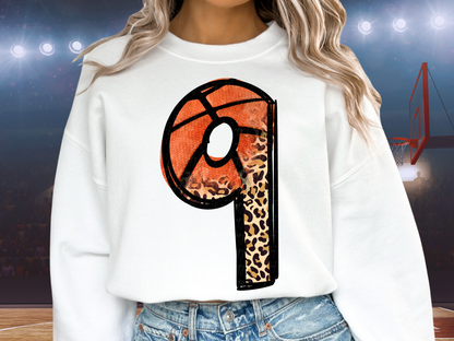 Basketball Leopard Print Number Nine - 9 - Game Day DTF Transfer - KPI1415
