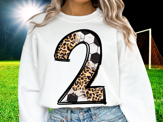 Soccer Leopard Print Number Two - 2 - Game Day DTF Transfer - KPI1420