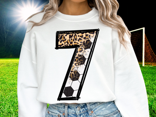 Soccer Leopard Print Number Seven - 7 - Game Day DTF Transfer - KPI1425