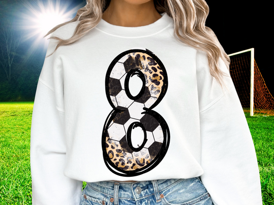 Soccer Leopard Print Number Eight - 8 - Game Day DTF Transfer - KPI1426