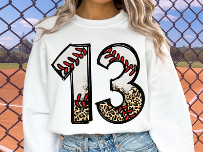 Baseball Leopard Print Number Four - 4 - Game Day DTF Transfer - KPI1386