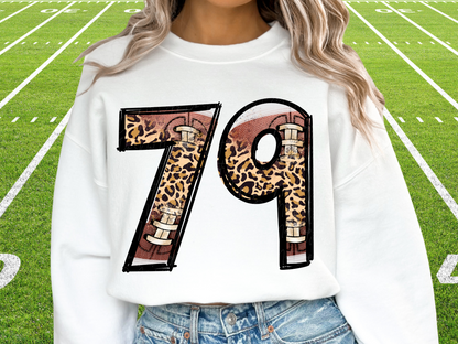 Football Leopard Print Number Four - 4 - Game Day DTF Transfer - KPI1374