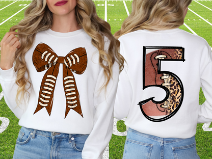 Football Leopard Print Number Four - 4 - Game Day DTF Transfer - KPI1374