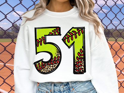 Softball Leopard Print Number Five - 5 - Game Day DTF Transfer - KPI1399