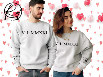 Couple Anniversary Roman Numeral Date Sweatshirts