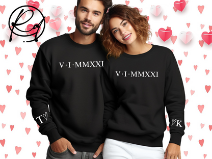 Couple Anniversary Roman Numeral Date Sweatshirts