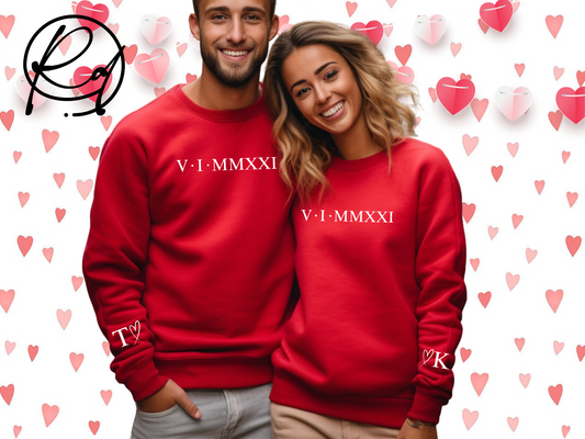 Couple Anniversary Roman Numeral Date Sweatshirts