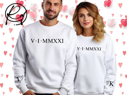Couple Anniversary Roman Numeral Date Sweatshirts