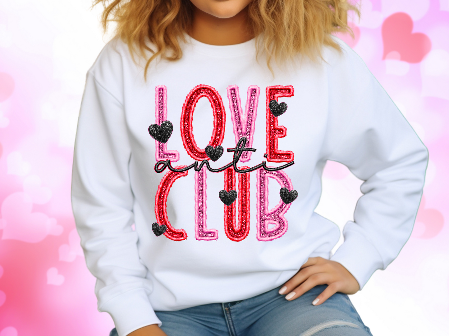 Anti Love Club Faux Sequin Valentine's Day Sweatshirt