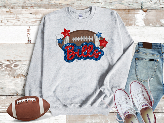 Bills Sparkle Faux Sequin Embroidery Sweatshirt