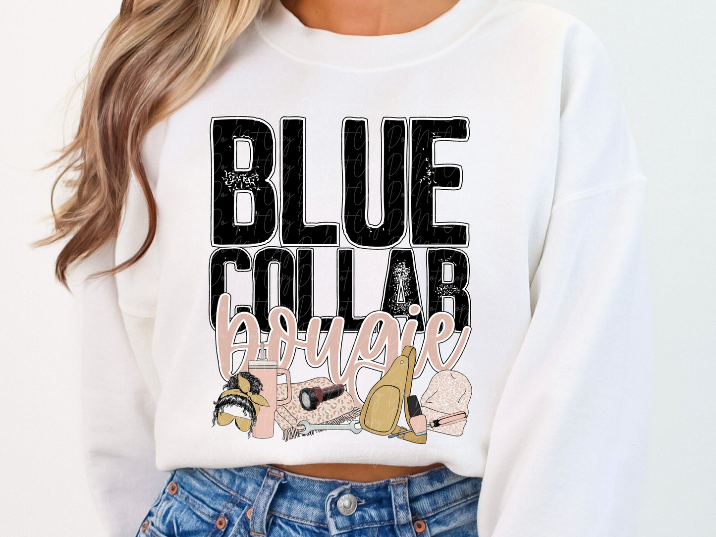Blue Collar Bougie With Tools DTF Transfer - TED1071