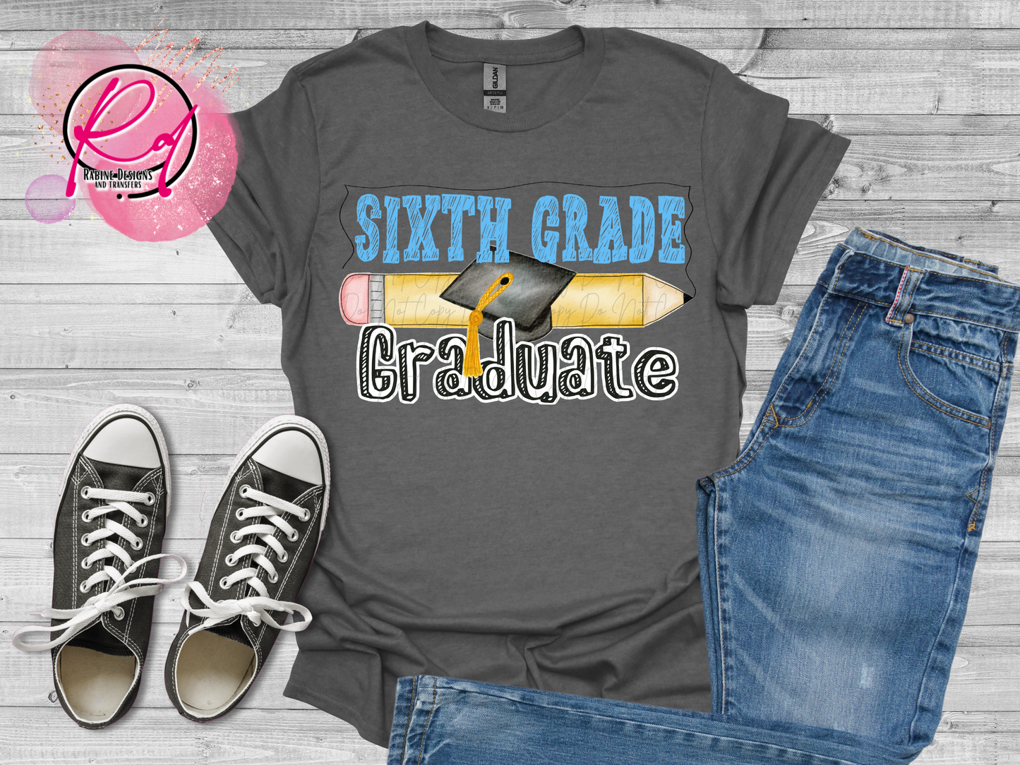 Blue Sixth Grade Graduate Shirt