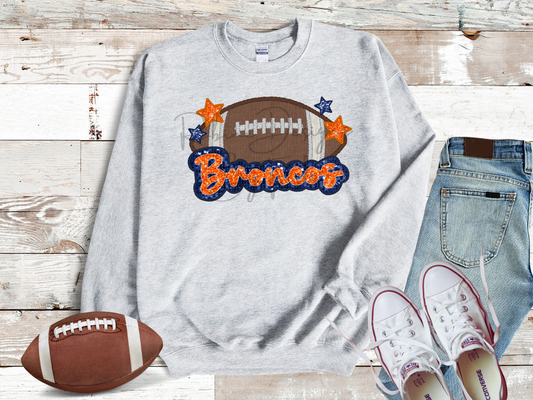 Broncos Sparkle Faux Sequin Embroidery Sweatshirt