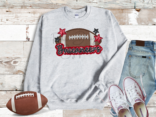 Buccaneers Sparkle Faux Sequin Embroidery Sweatshirt