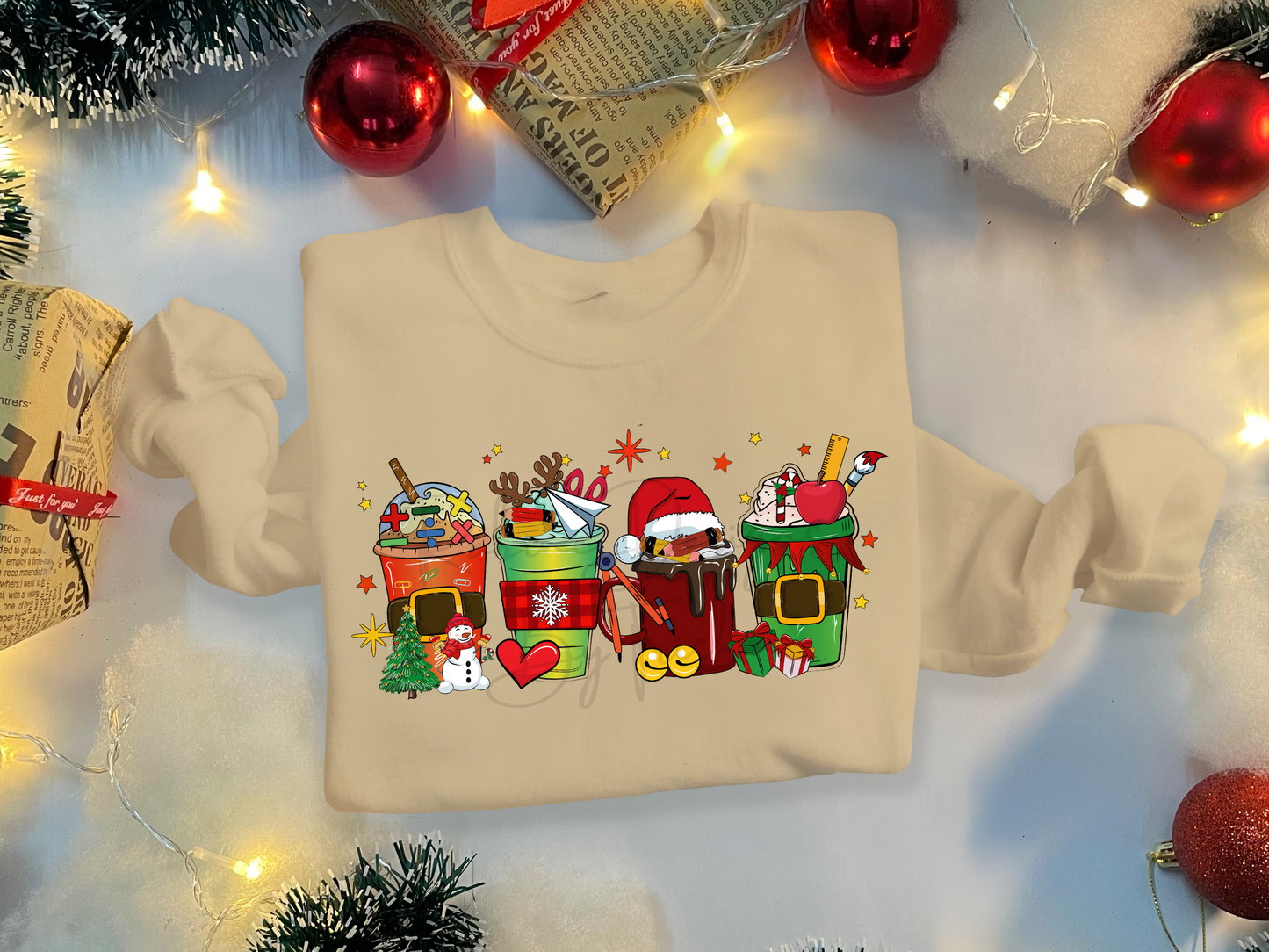 Christmas Teacher Drinks Sweatshirt
