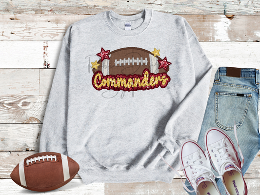 Commanders Sparkle Faux Sequin Embroidery Sweatshirt