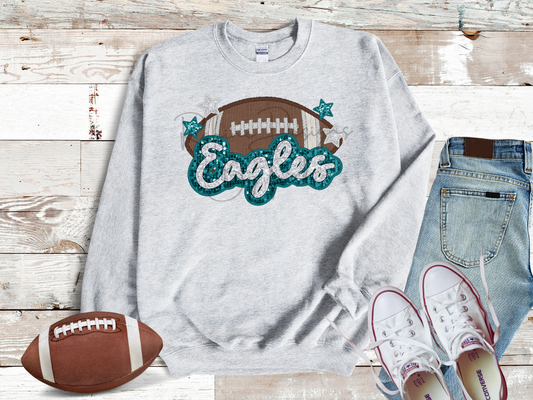 Eagles Sparkle Faux Sequin Embroidery Sweatshirt