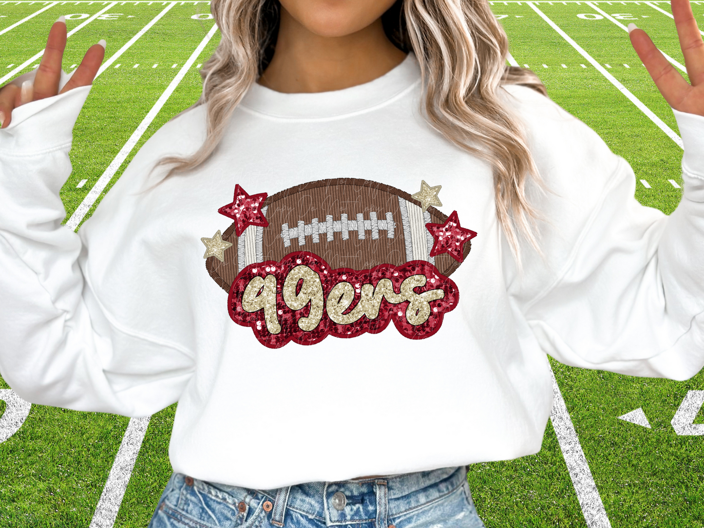 San Francisco 49ers Faux Sequin Football DTF Transfer - SCD1362