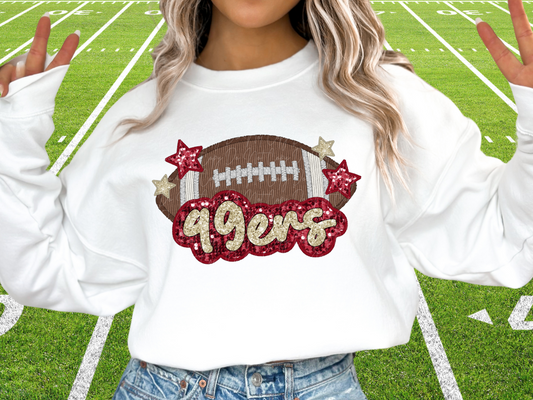 San Francisco 49ers Faux Sequin Football DTF Transfer - SCD1362