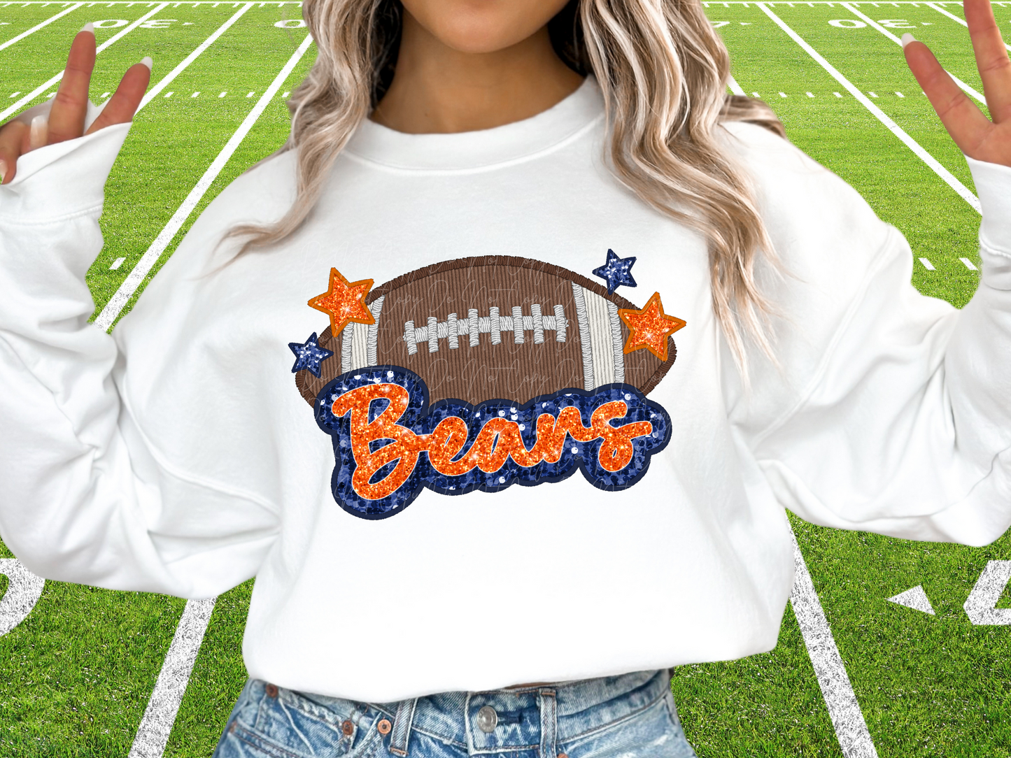 Chicago Bears Faux Sequin Football DTF Transfer - SCD1363