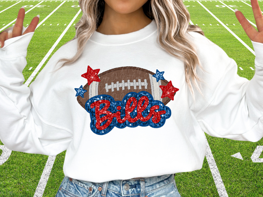 Buffalo Bills Faux Sequin Football DTF Transfer - SCD1365