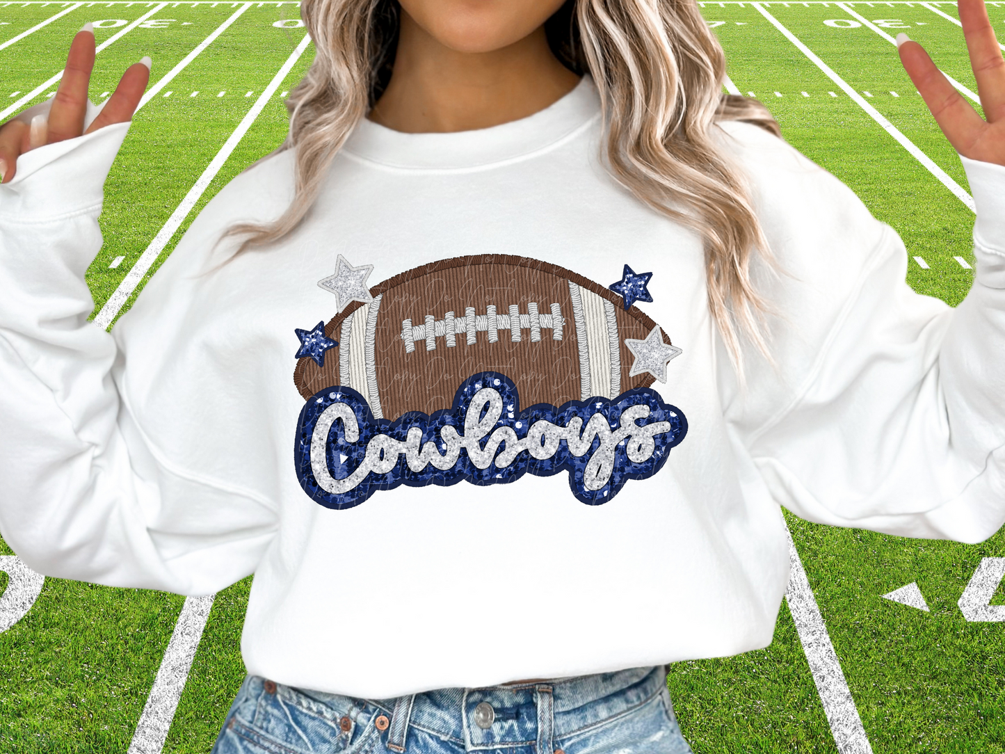 Dallas Cowboys Faux Sequin Football DTF Transfer - SCD1374