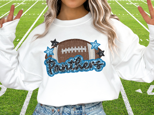 Carolina Panthers Faux Sequin Football DTF Transfer - SCD1383