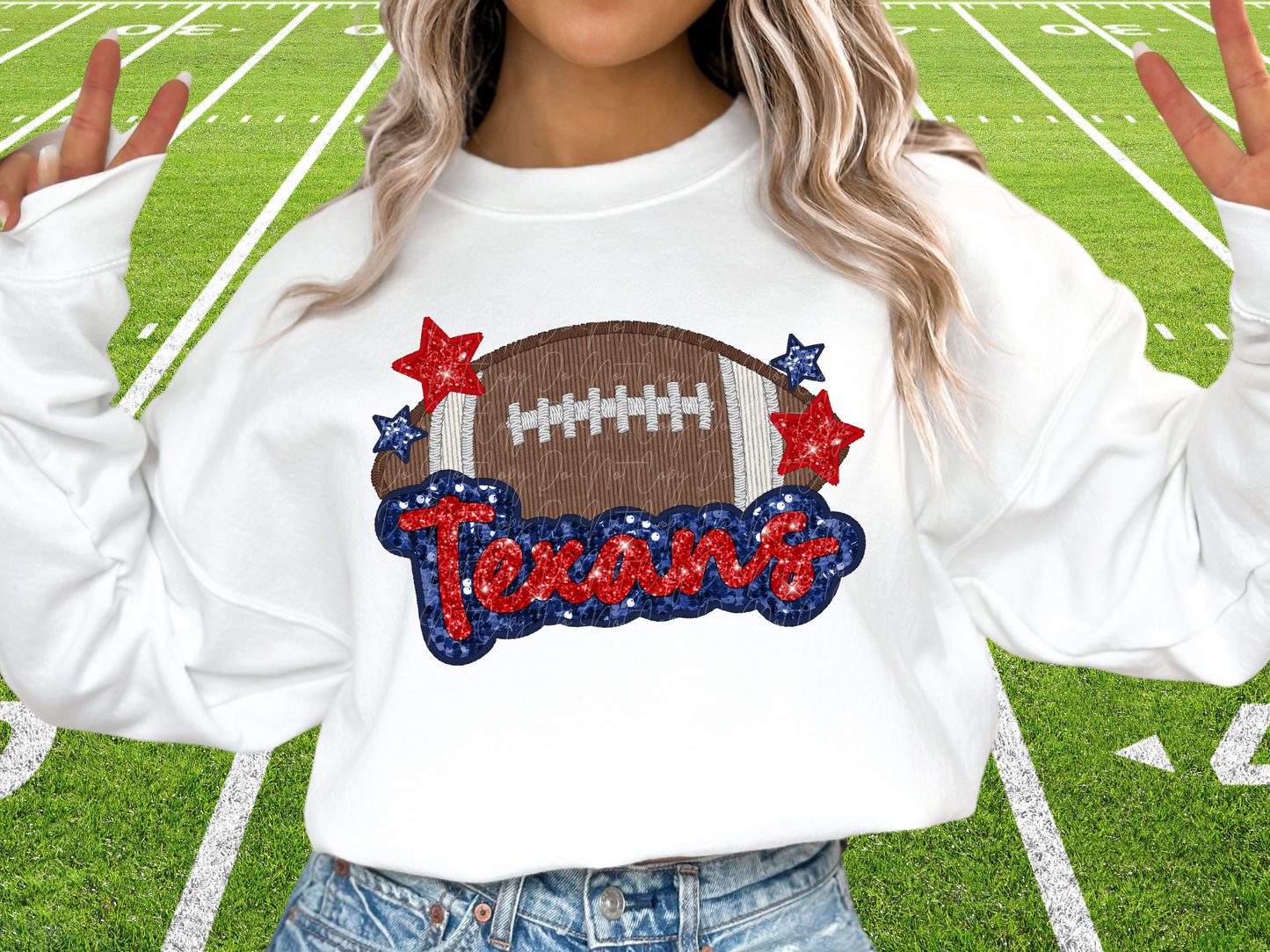 Houston Texans Faux Sequin Football DTF Transfer - SCD1391