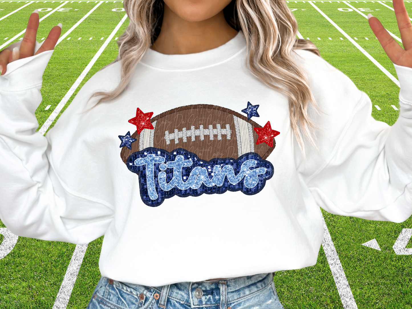 Tennessee Titans Faux Sequin Football DTF Transfer - SCD1392