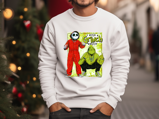 Jack Red Jumpsuit I Wish A Mean Green One Would Christmas DTF Transfers - KPI1007