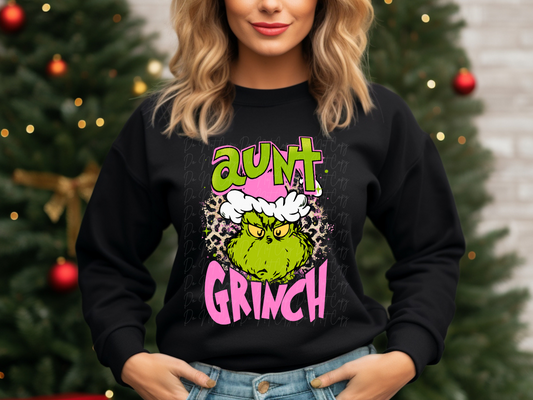 Aunt Mean Green One Pink Leopard Family Christmas DTF Transfers - KPI1021