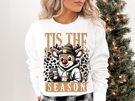 Tis The Season Red Nose Reindeer Leopard Christmas DTF Transfers - KPI1131