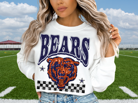 Chicago Bears Glitter Sequin Football DTF Transfer - KPI1876