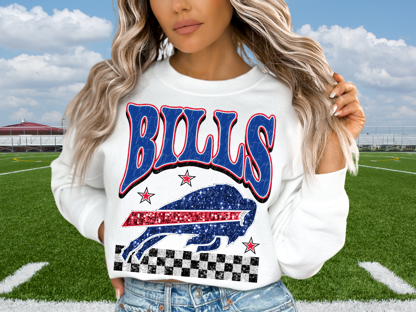 Buffalo Bills Glitter Sequin Football DTF Transfer - KPI1878