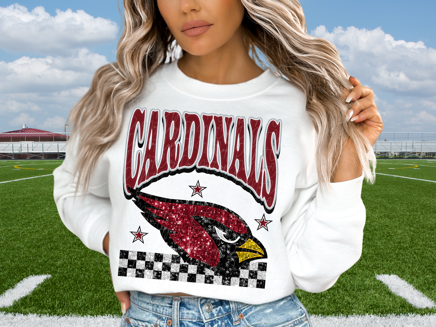 Arizona Cardinals Glitter Sequin Football DTF Transfer - KPI1881