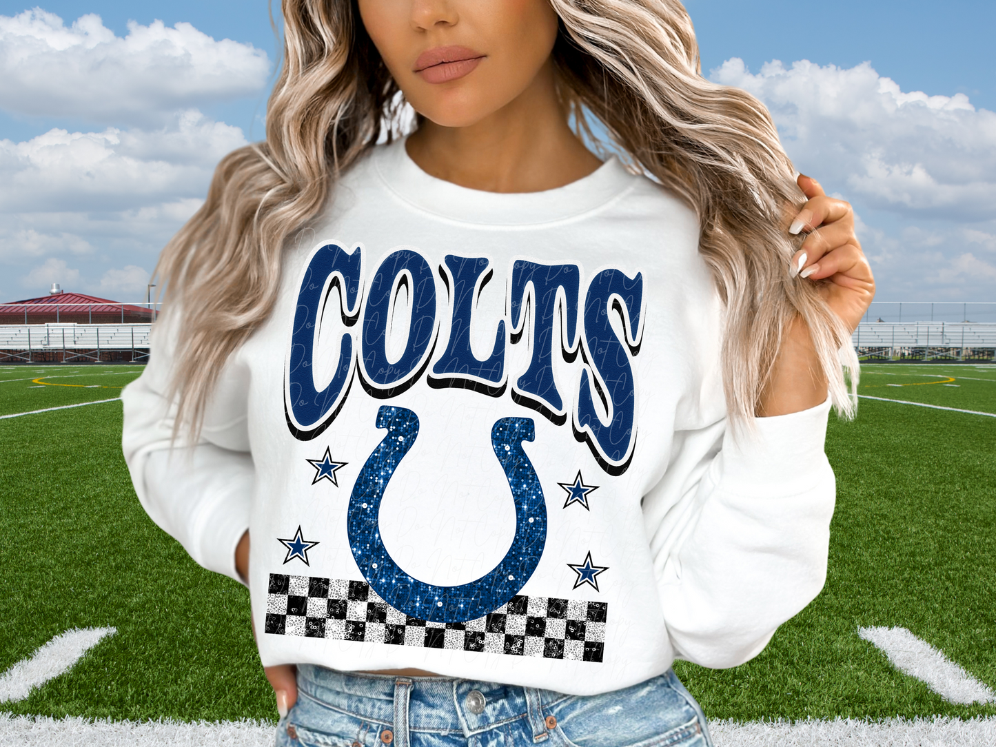 Indianapolis Colts Glitter Sequin Football DTF Transfer - KPI1883