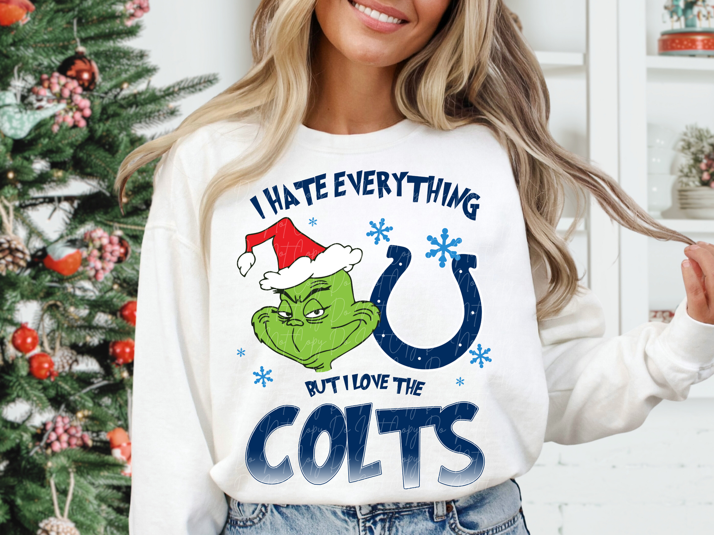 Indianapolis Colts Mean Green Guy Christmas Football DTF Transfer - KPI2472