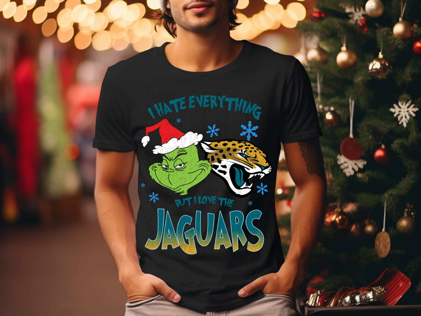 Jacksonville Jaguars Mean Green Guy Christmas Football DTF Transfer - KPI2479