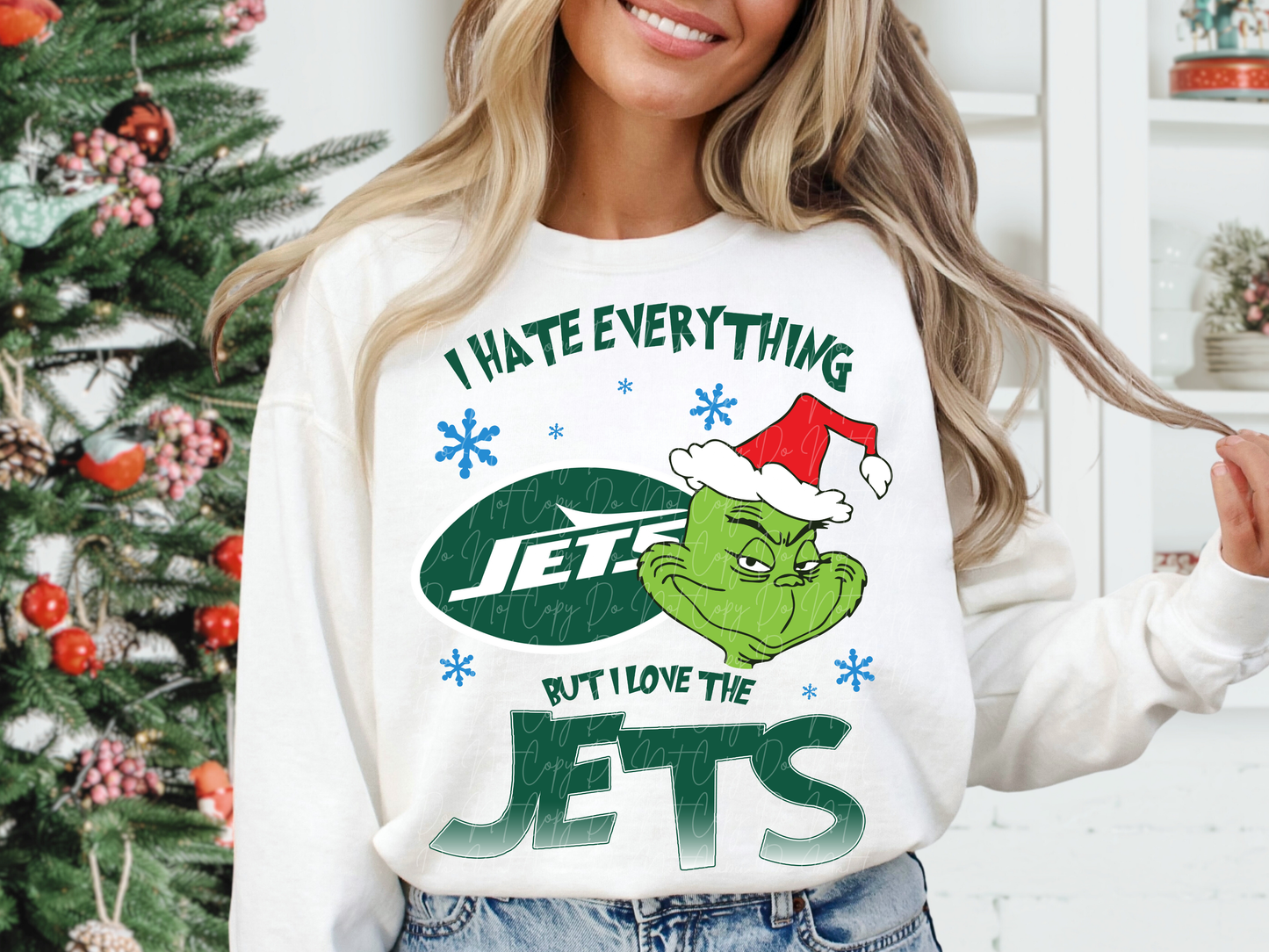 New York Jets Mean Green Guy Christmas Football DTF Transfer - KPI2480