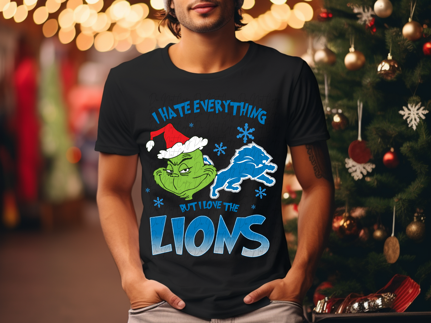 Detriot Lions Mean Green Guy Christmas Football DTF Transfer - KPI2481