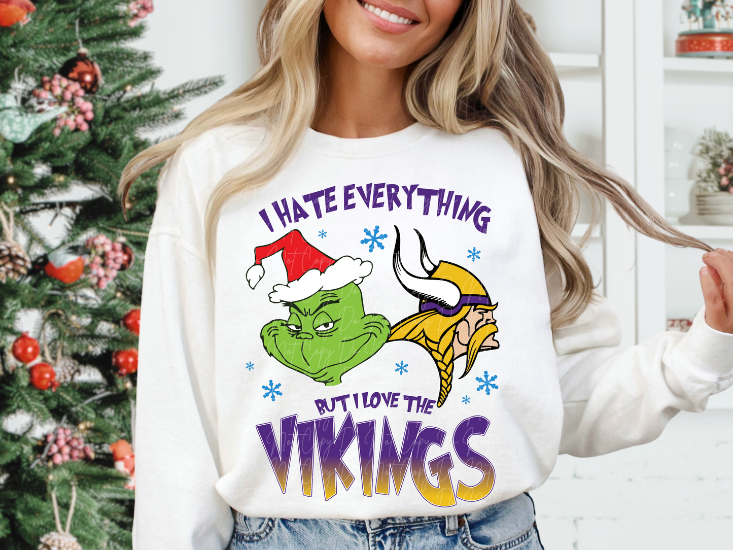 Minnesota Vikings Mean Green Guy Christmas Football DTF Transfer - KPI2493