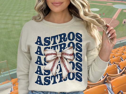 Houston Astros Baseball Coquette Bow DTF Transfer - KPI2544