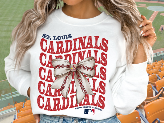 St. Louis Cardinals Baseball Coquette Bow DTF Transfer - KPI2558