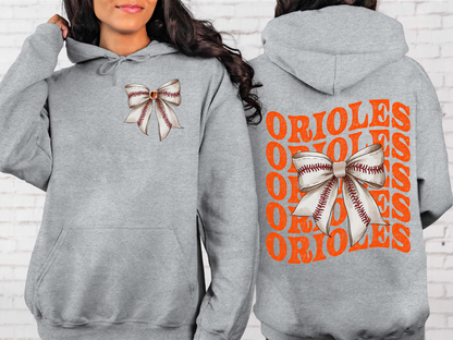 Baltimore Orioles Baseball Coquette Bow DTF Transfer - KPI2591