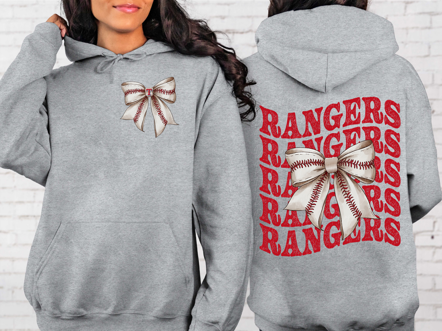 Texas Rangers Baseball Coquette Bow DTF Transfer - KPI2603