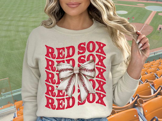 Boston Red Sox Baseball Coquette Bow DTF Transfer - KPI2608