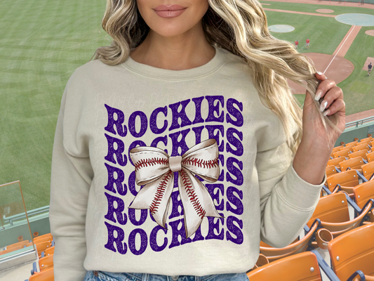 Colorado Rockies Baseball Coquette Bow DTF Transfer - KPI2614