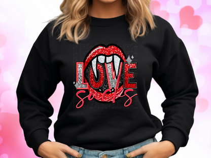 Love Sucks Faux Sequin Valentine's Day Sweatshirt